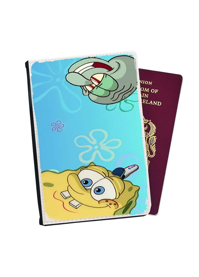 Портмоне - Обложка на паспорт, автодокументы с отсеками Губка Боб #015 Черный No Brand (317550343)