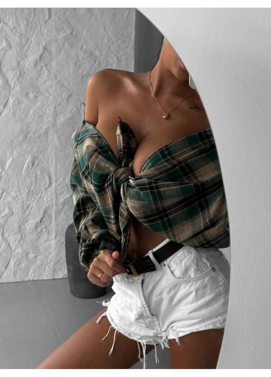 Зеленая повседневный рубашка Україна с длинным рукавом