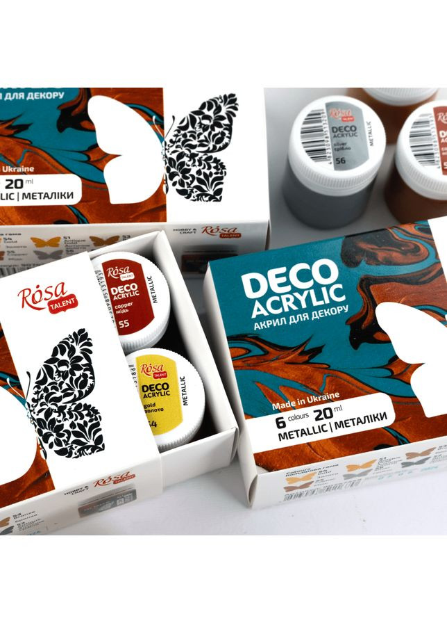 Набор акриловых красок для декора металлики 6×20мл ROSA ТАLENT Rosa Talent (362661385)