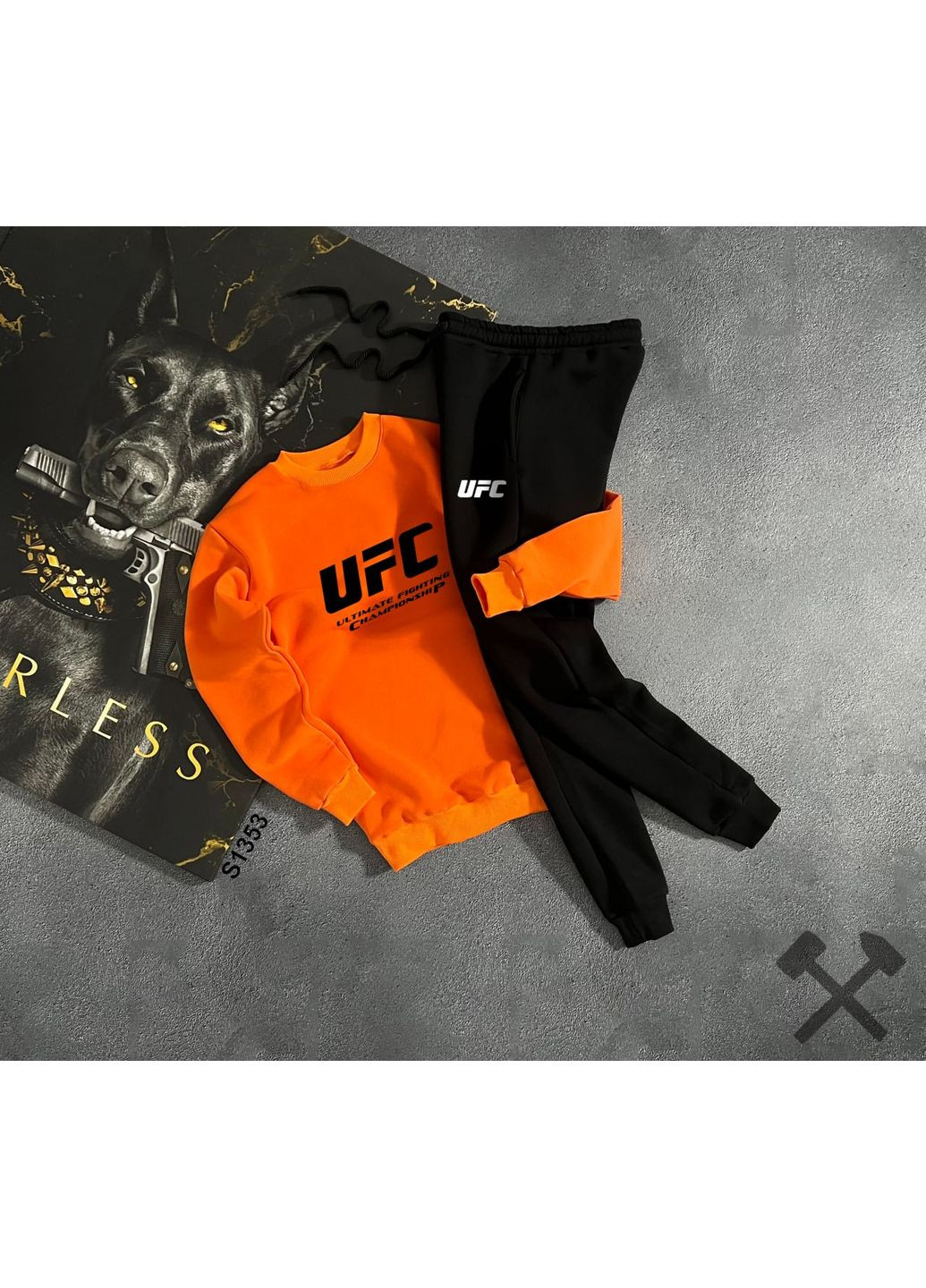 Мужской спортивный костюм свитшот, брюки зимние UFC No Brand (361879454)