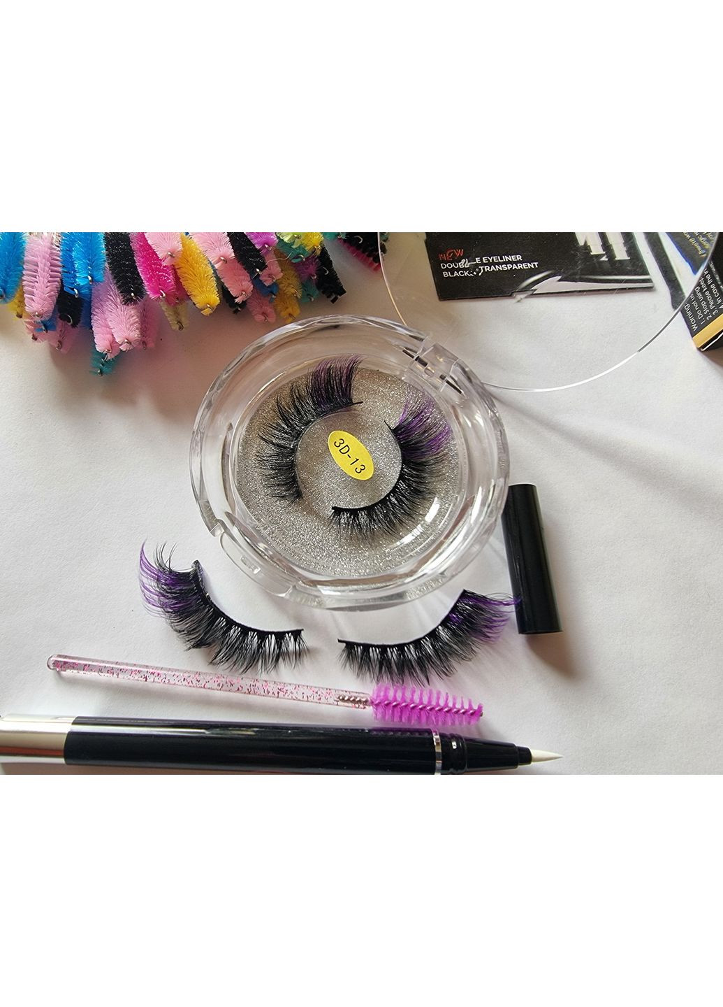 Набір Оригінал Кольорові базаторазові вії 1 пара Лисички + Маркер для надягання Magnetic Lashes (366668576)