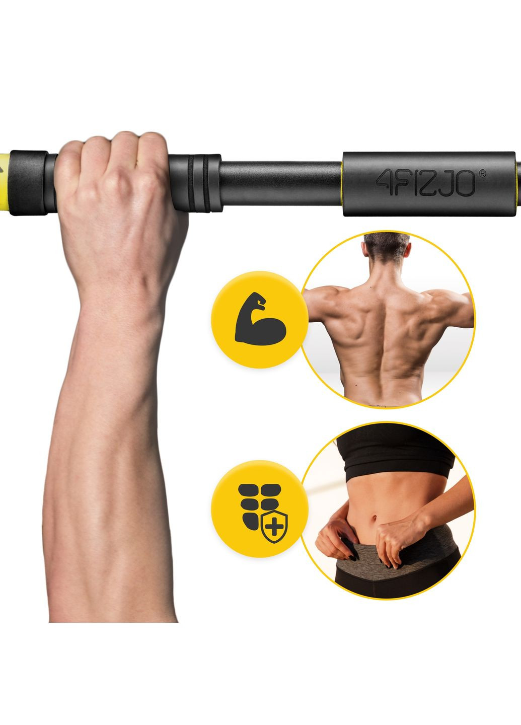 Турник раздвижной 66-100 см Black/Yellow 4FIZJO (322980371)