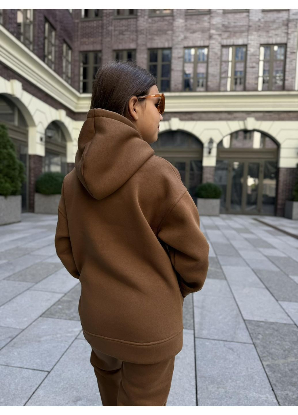 Коричневый зимний костюм подростковый на флисе брючный IRmAS оверсайз