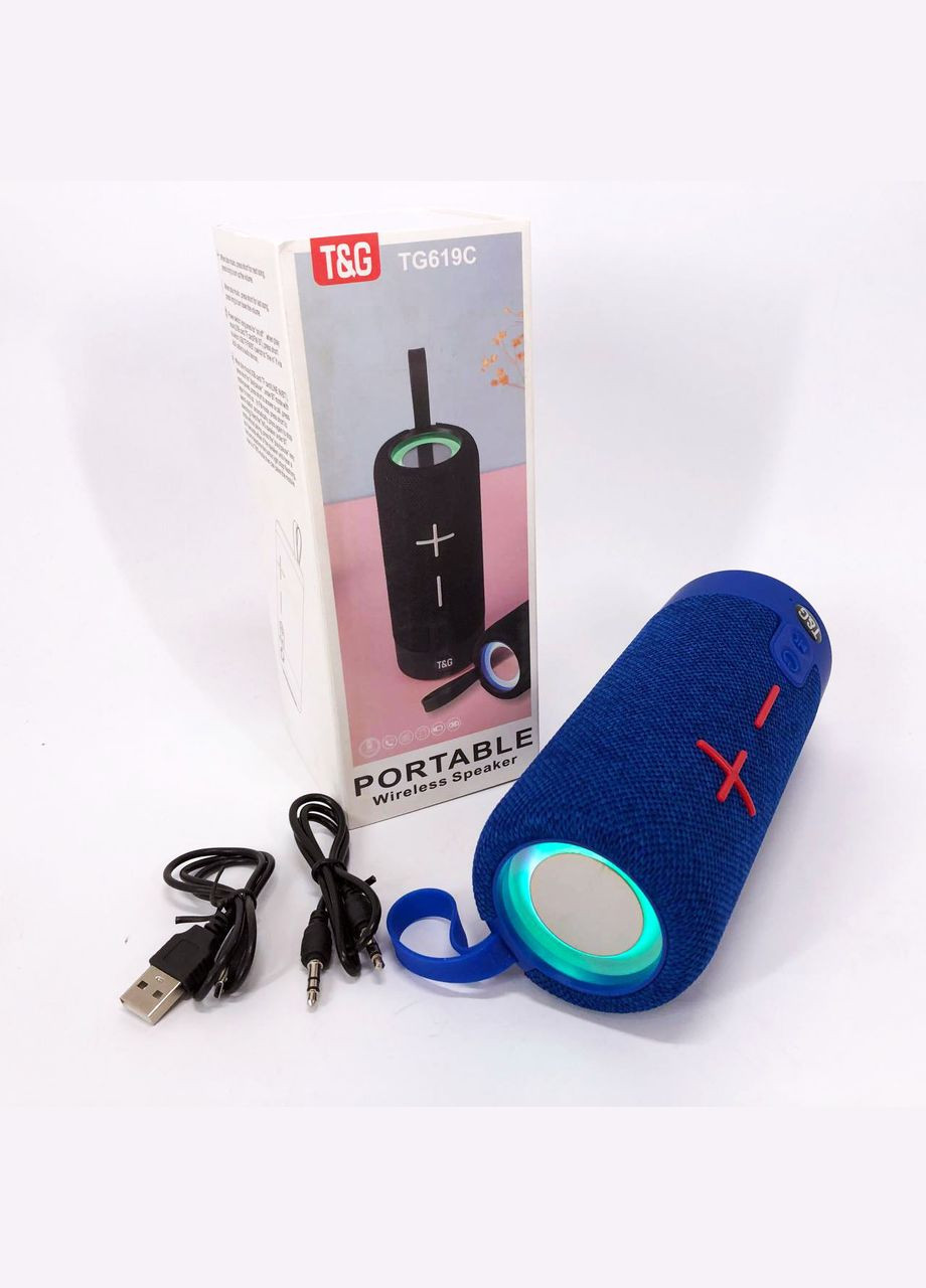 Портативна Bluetooth колонка TG619C FM-радіо USB/TF з ремінцем, блютуз колонка з підсвічуванням. Колір: синій No Brand (359474712)