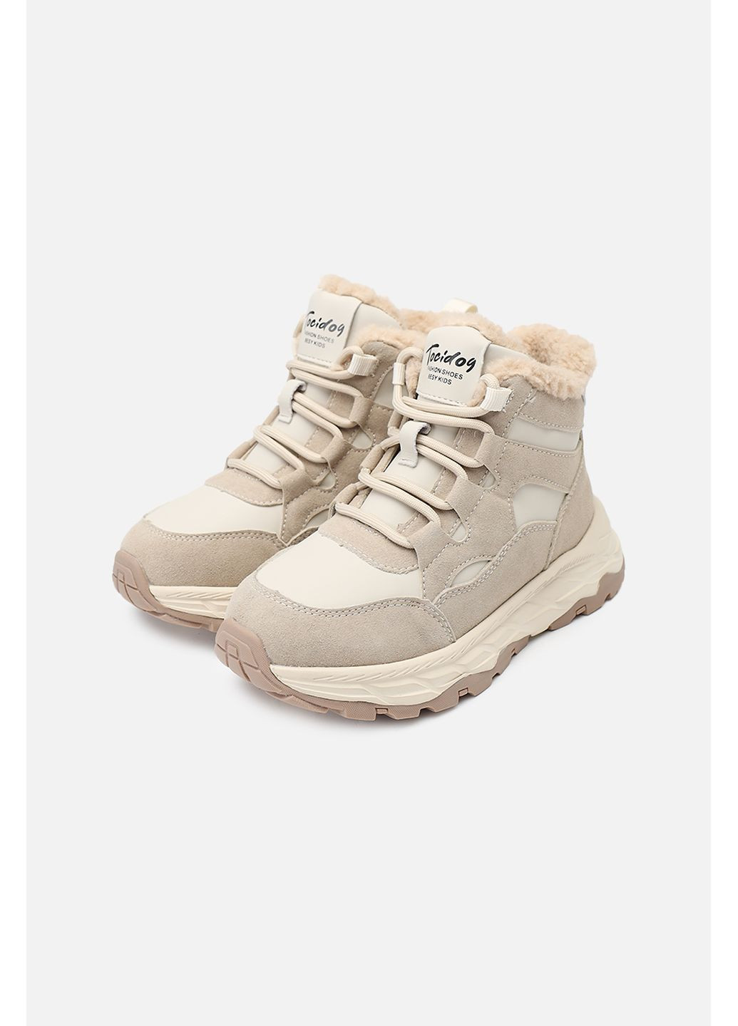 Бежевые зимние ботинки для девочки цвет бежевый цб-00286220 Kimboo