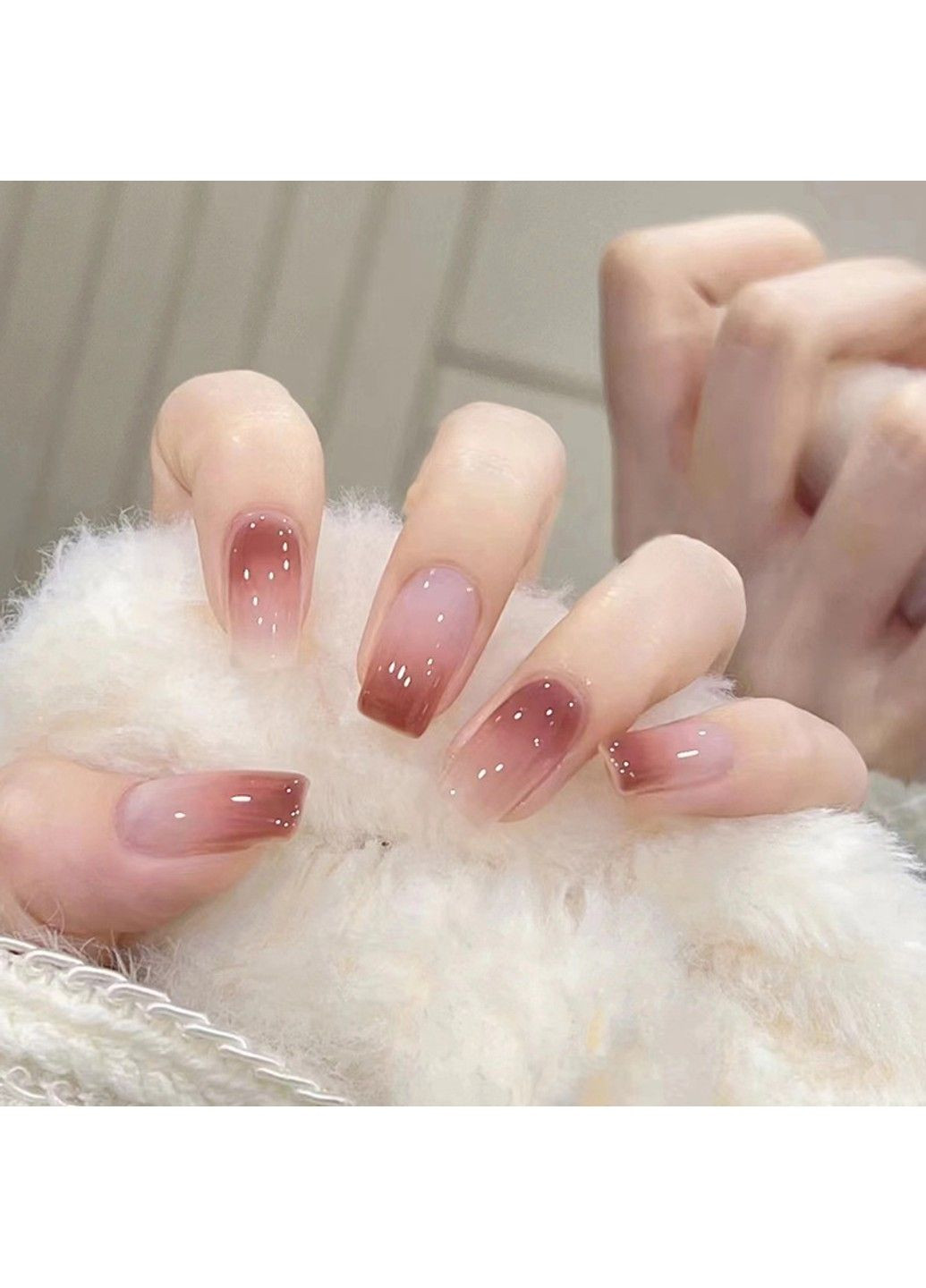 Накладні нігті з клеєм A733 Бежевий-коричневий 24 шт (A9878) Nails (308864045)