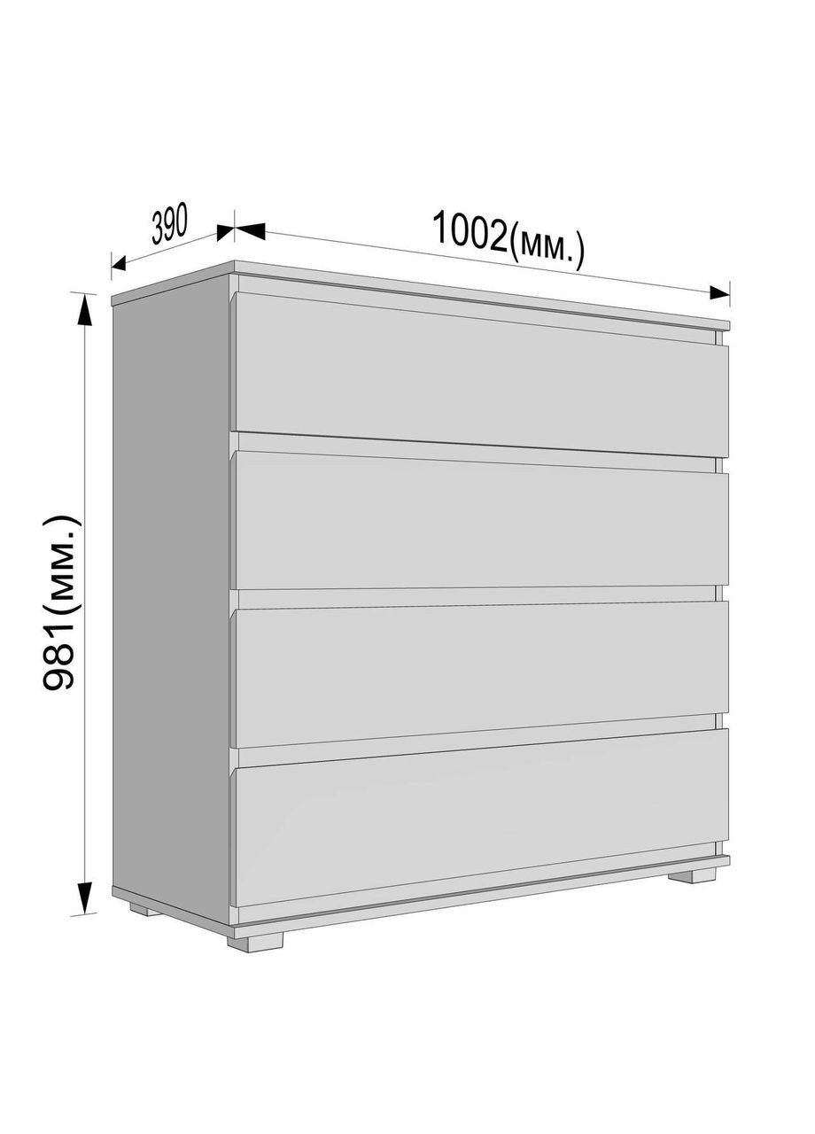 Комод на 4 висувних шухляди без ручок B-008 No Brand (371910507)