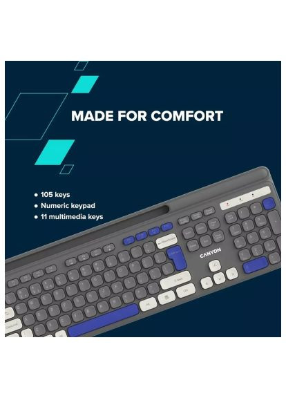 Клавіатура Canyon (CNS-HKBW03BG) VAG HKB-W03 Wireless UA Beige (357490424)