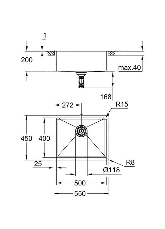 Мийка K700U 550x450x200мм Теплий захід сонця (31574DL1) Grohe (322908731)