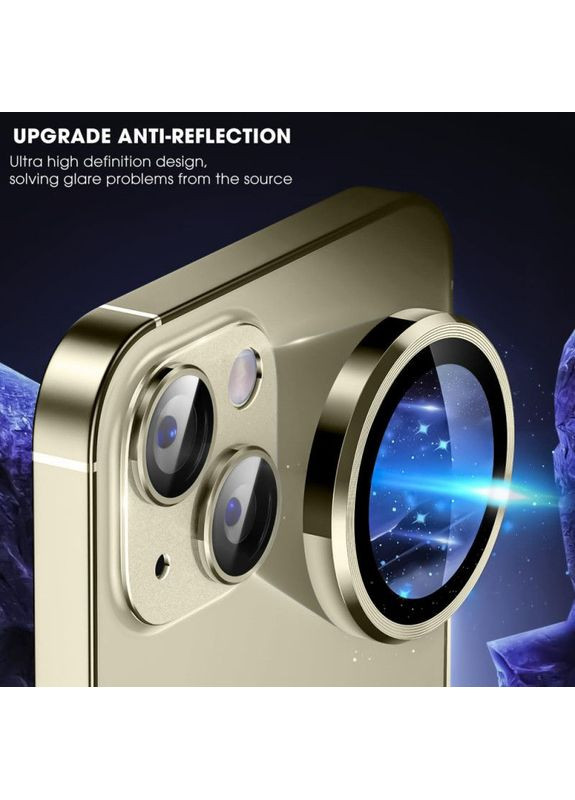 Защитное стекло Metal Classic на камеру (в упак.) для Apple iPhone 15 (6.1") / 15 Plus (6.7") Золотой Epik (372020725)