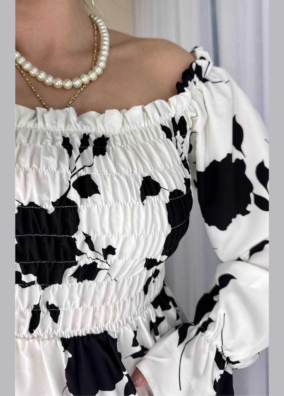 Белое кэжуал платье No Brand с цветочным принтом