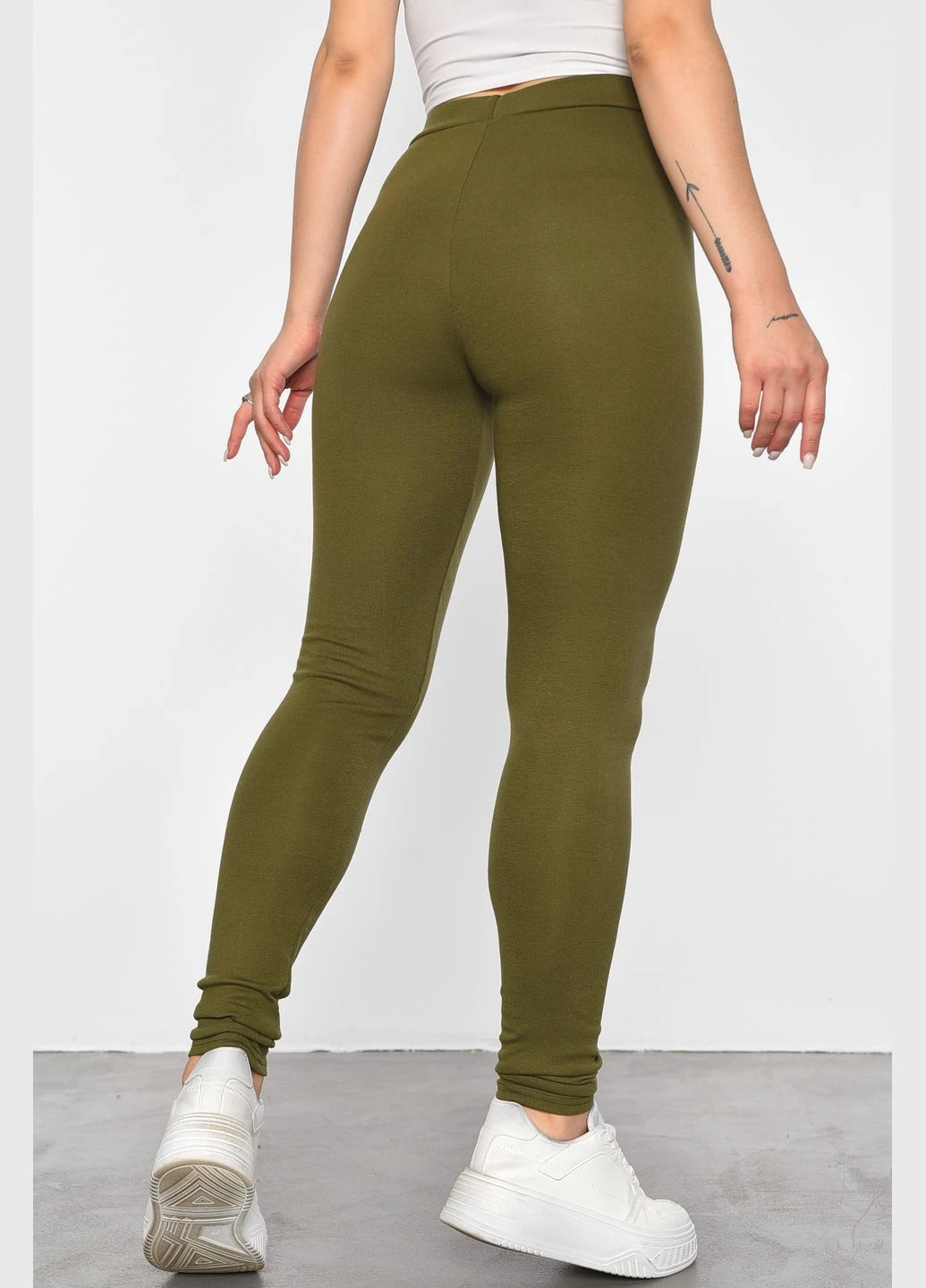 Лосины женские однотонные цвета хаки Let's Shop (302786169)