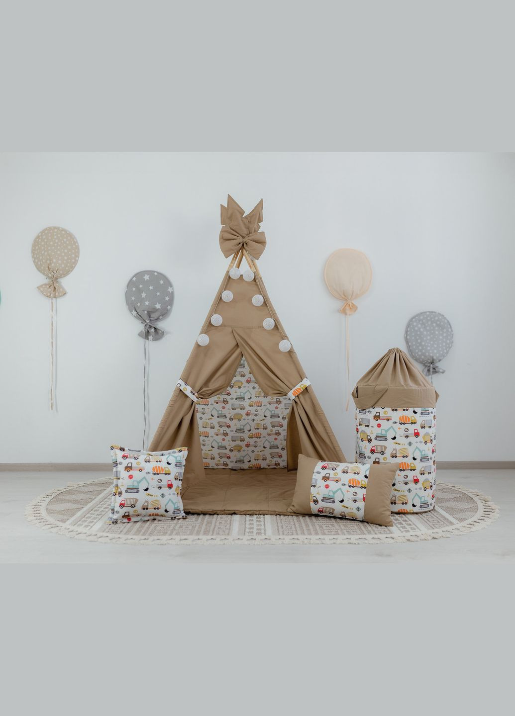 Вигвам для ребенка Машинки с матрасом + корзина для игрушек. Полный комплект! No Brand (316257133)