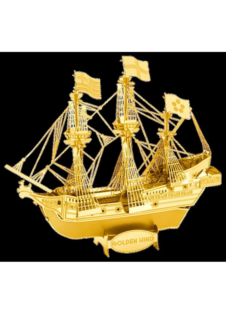 Металлический 3D конструктор "Корабль Golden Hind (золотой цвет)", MMS049G Metal Earth (393102828)