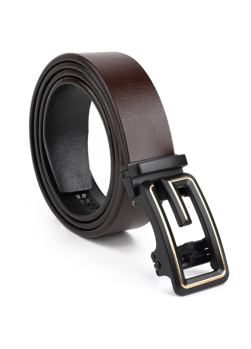 Мужской ремень кожаный c пряжкой в виде буквы G 20288 Коричневый Vintage (302972048)