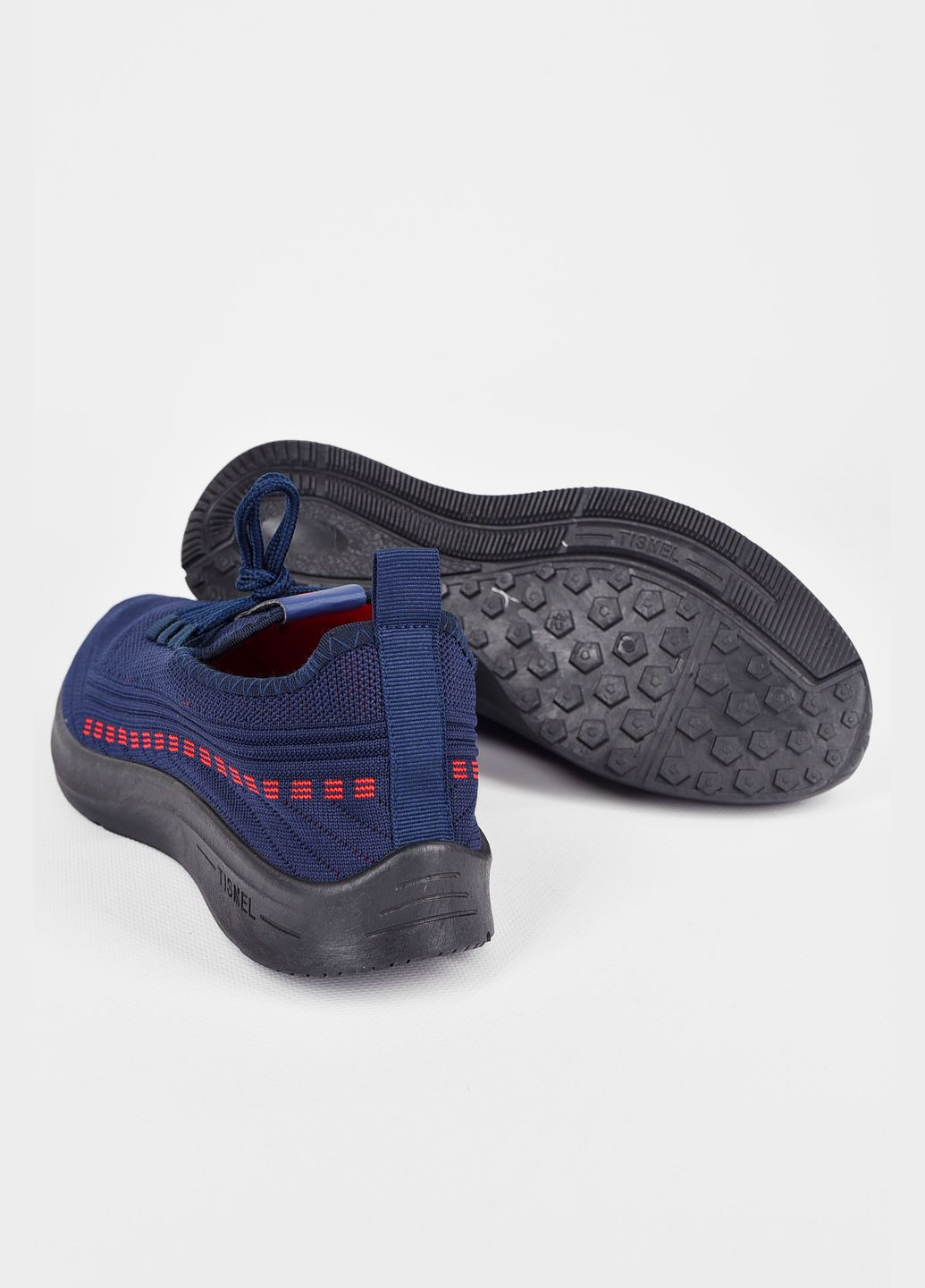 Синій Осінні кросівки чоловічі текстиль синього кольору з червоними вставками Let's Shop