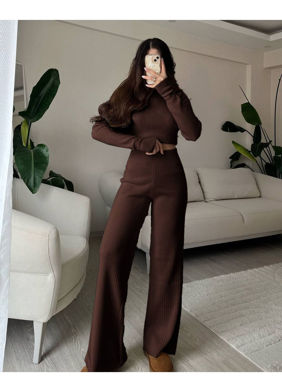 Жіночий трикотажний костюм із топом і брюками Україна (361849905)