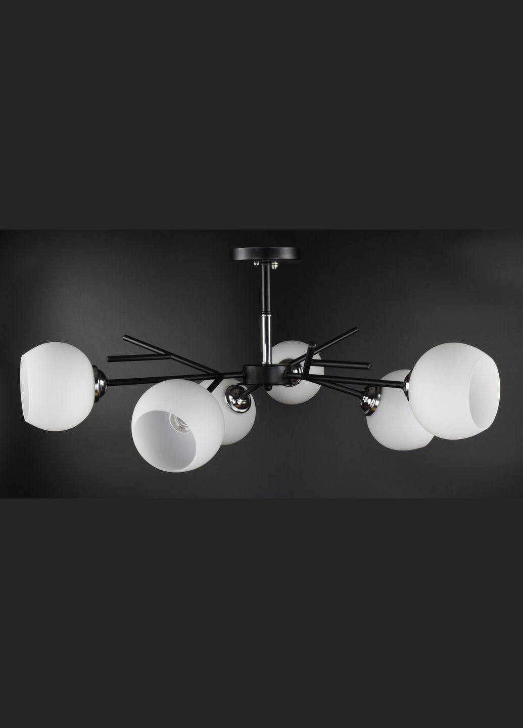 Люстра стельова на 6 лампочок 27068 Чорний 34х70х70 см. Sunnysky (364498104)