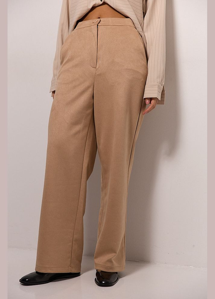 Замшевые женские брюки бежевого цвета Arjen (307815004)