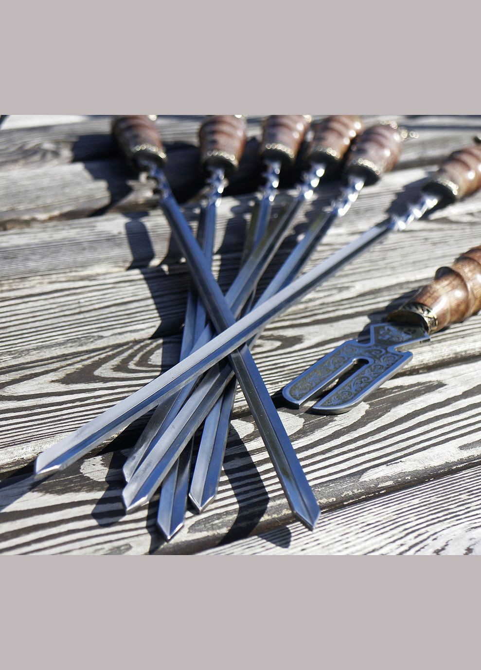 Подарунковий набір шампурів 6шт бронза в шкіряному чохлі (НШ007ДВБ) Гранд Презент (279381984)