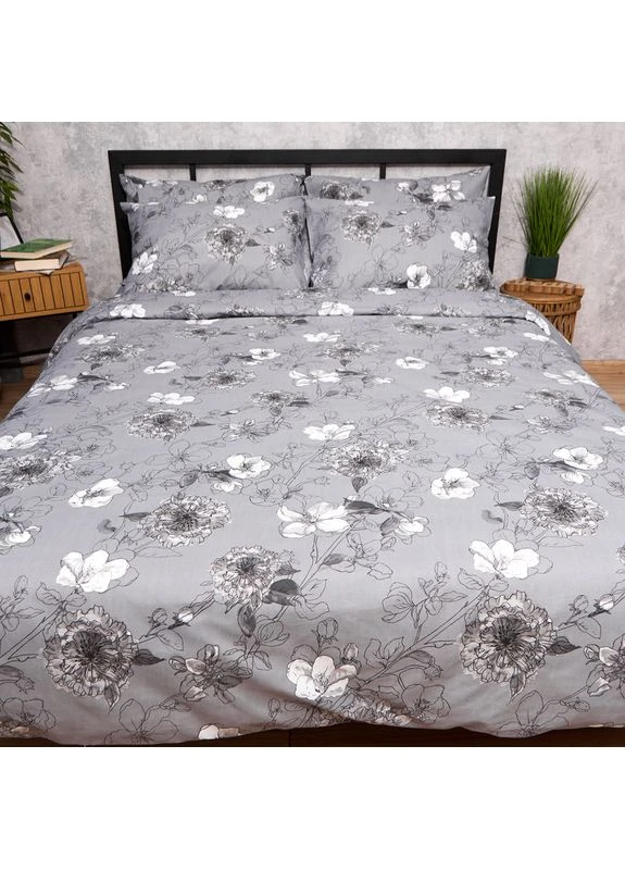 Комплект постельного белья Micro-satin Premium двуспальный 175х210 наволочки 4х70х70 (MS-820016284) Moon&Star Silver Flowers (400238371)