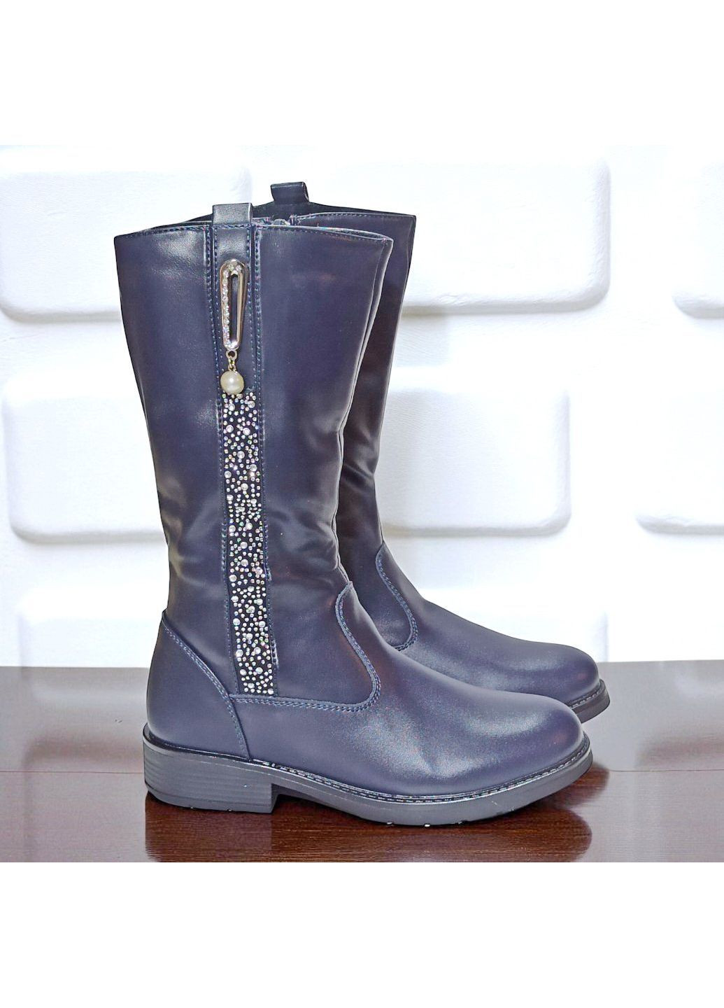 Зимние подростковые сапоги зимние для девочки подростка, утепленные натуральной шерстью вистеп Weestep со стразами