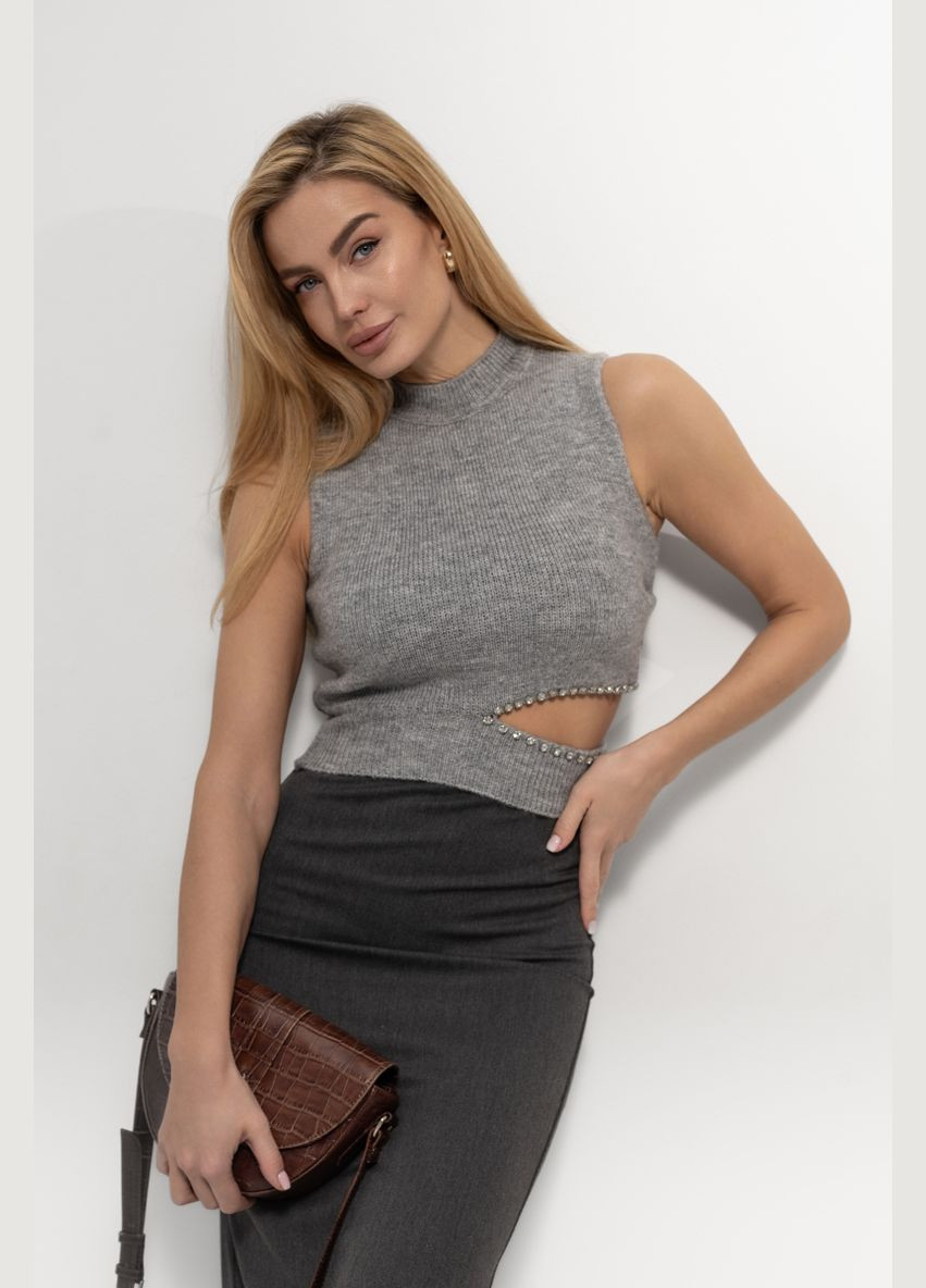 Вязаная жилетка с разрезом на талии 46110 Lurex (315810305)