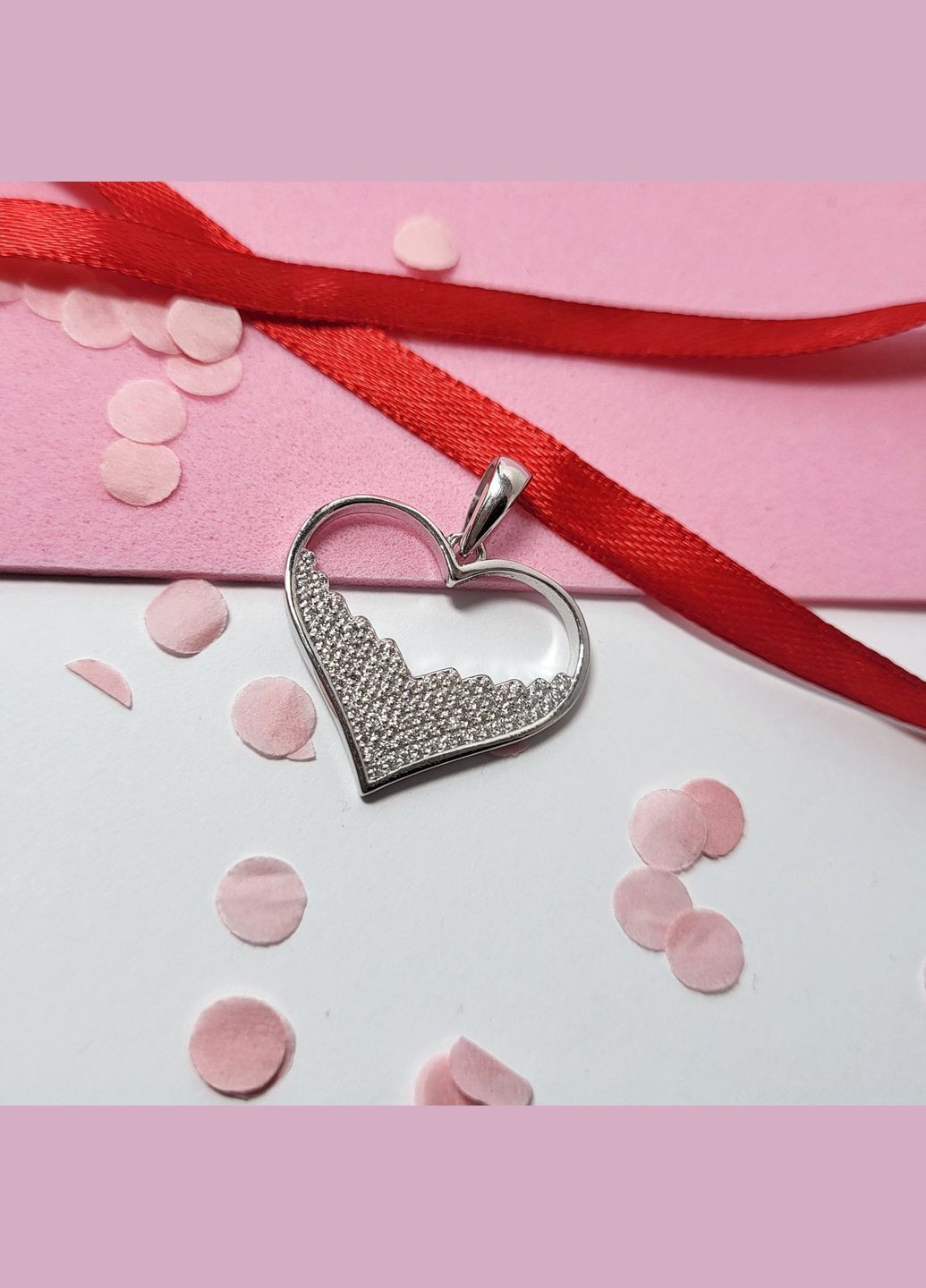 Серебряная подвеска Сердце в Белых Камнях серебро 925 пробы Родированное 3112р 2.70г No Brand (306741557)