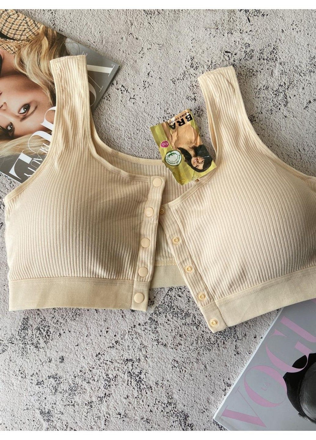 Хлопковый топ на большие объемы с застежкой спереди Blue Rose (343051668)