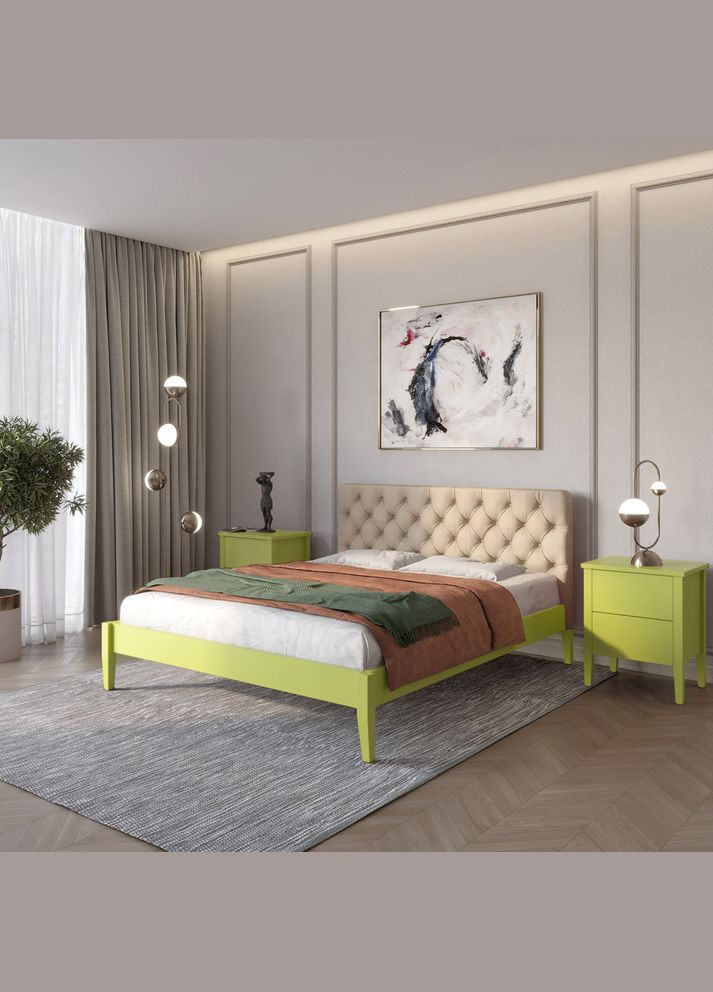 Односпальная деревянная кровать Рим ДК (S3050G70Y)/Аляска 23 (Бежевый) Б3 70х190 см Mebigrand (366088074)