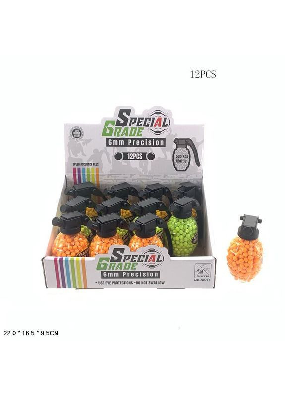 Пластиковые шарики для игрушечного оружия, 500 шт. в банке, 12 боксов в упаковке - No Brand QF-23 (371926032)