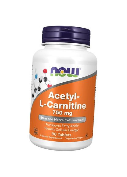Ацетил L Карнитин, AcetylL-Carnitine 750, 90таб (72128071) Now Foods (293255896)