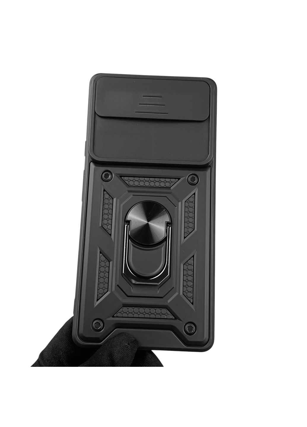 Чохол для Pixel 6 броньований з кільцем-тримачем підставкою зі шторкою на гугл піксел 6 чорний rg1 Google (366228225)