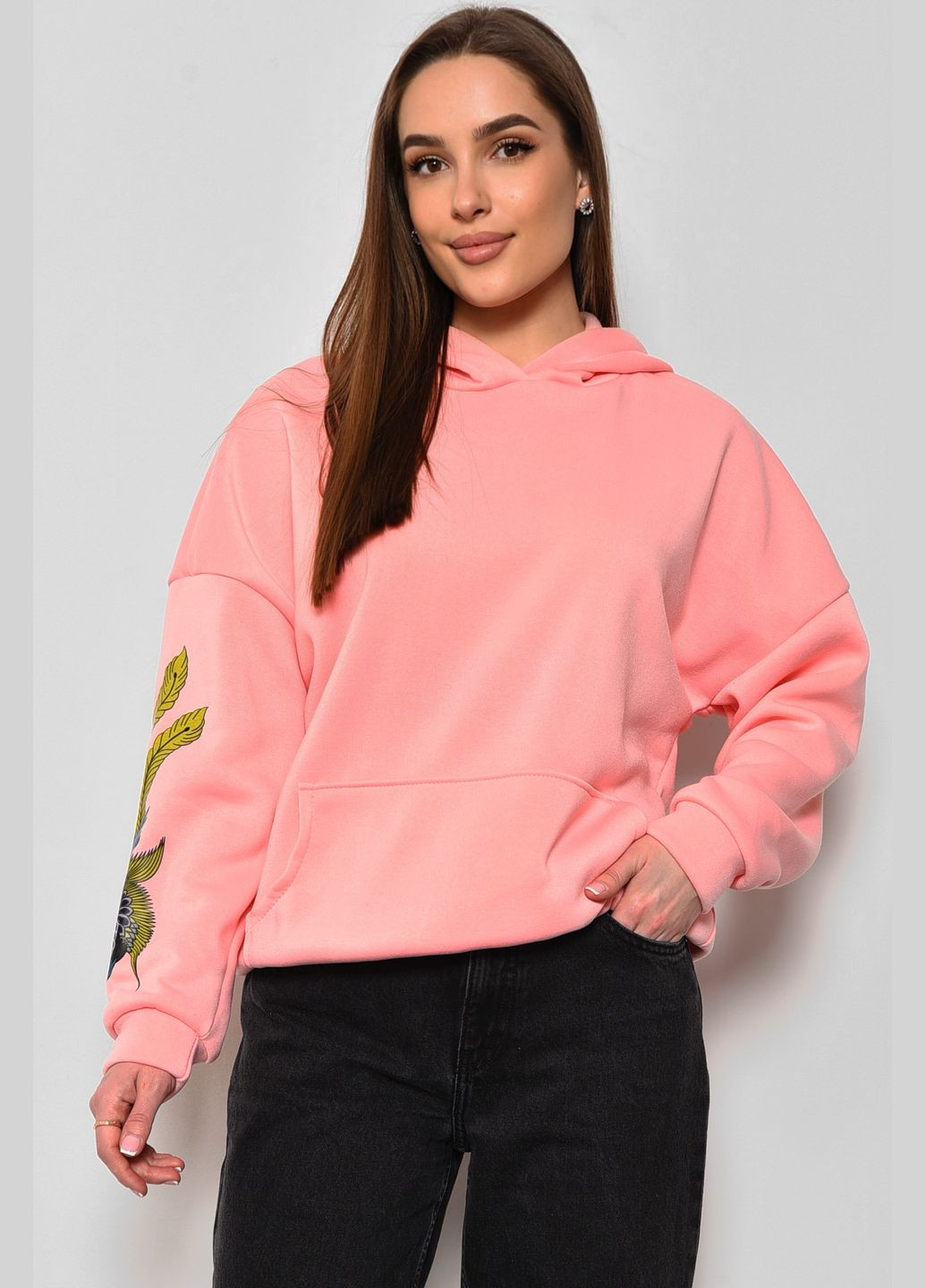 Худі жіноче на флісі рожевого кольору Let's Shop (280198973)