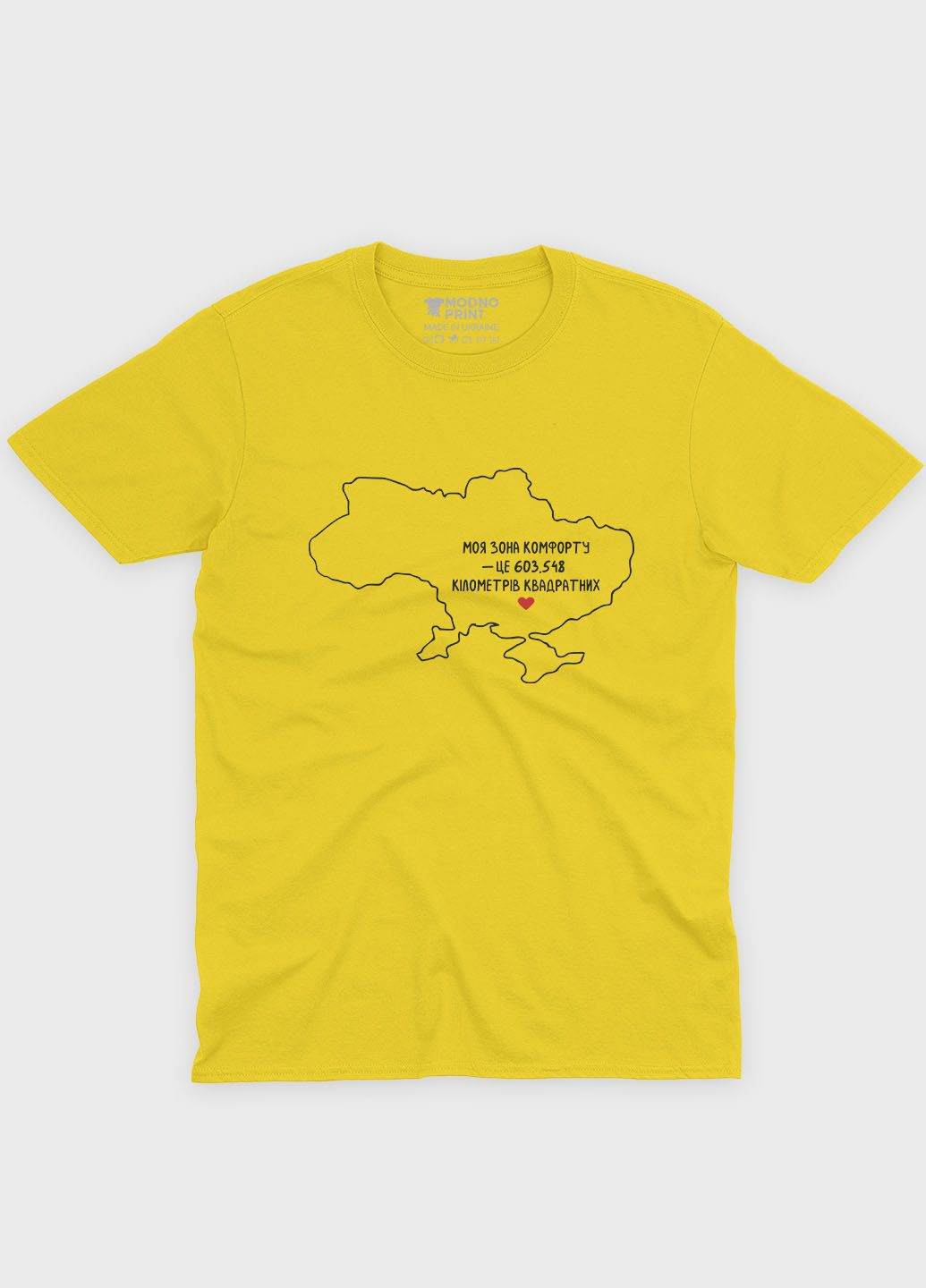 Желтая мужская футболка с патриотическим принтом карта украины (ts001-3-sun-005-1-071) Modno