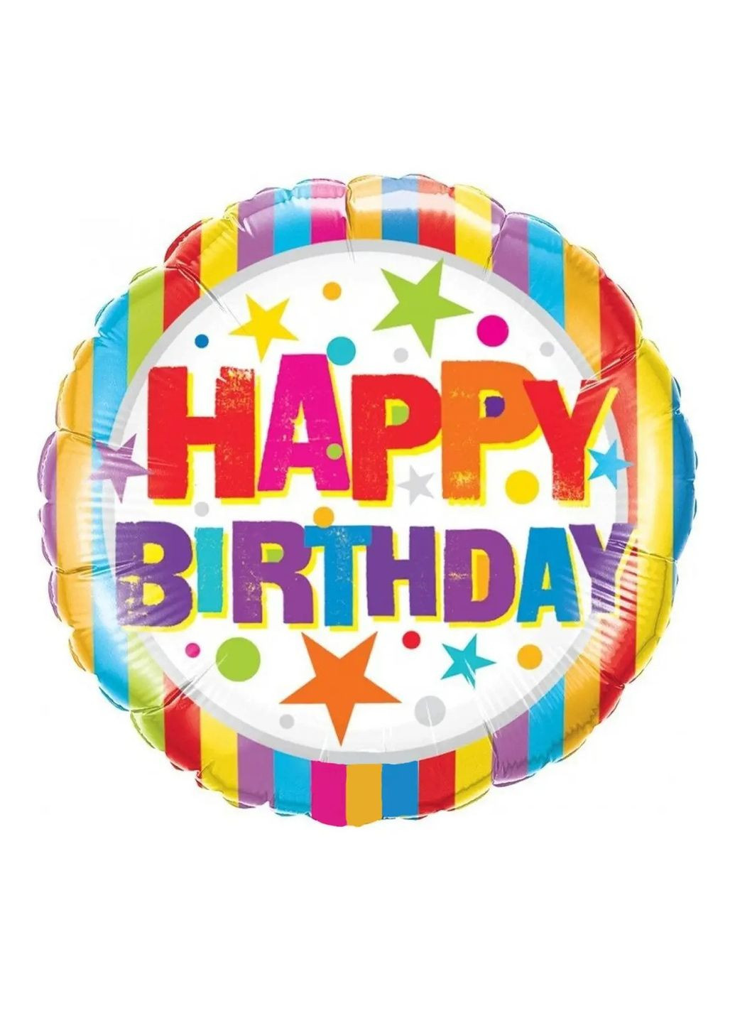 Фольгована кулька коло 18" (45 см) з малюнком "HAPPY BIRTHDAY різнокольоровий", Китай No Brand (302314148)
