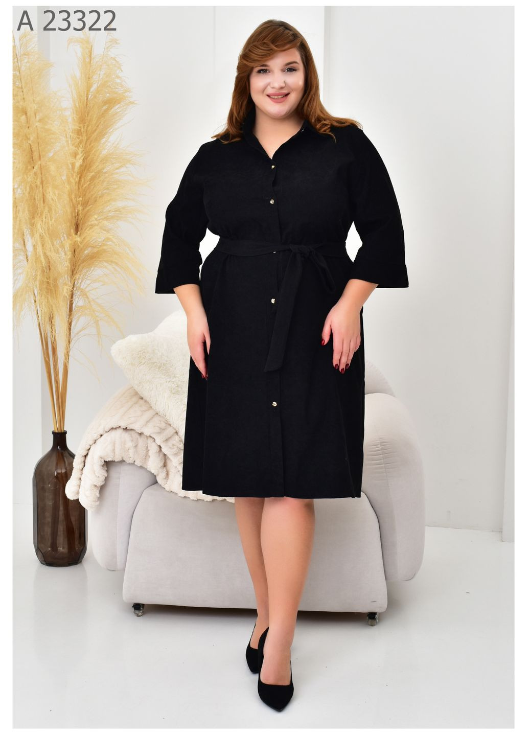 Чорна повсякденний жіноча сукня великого розміру SK однотонна