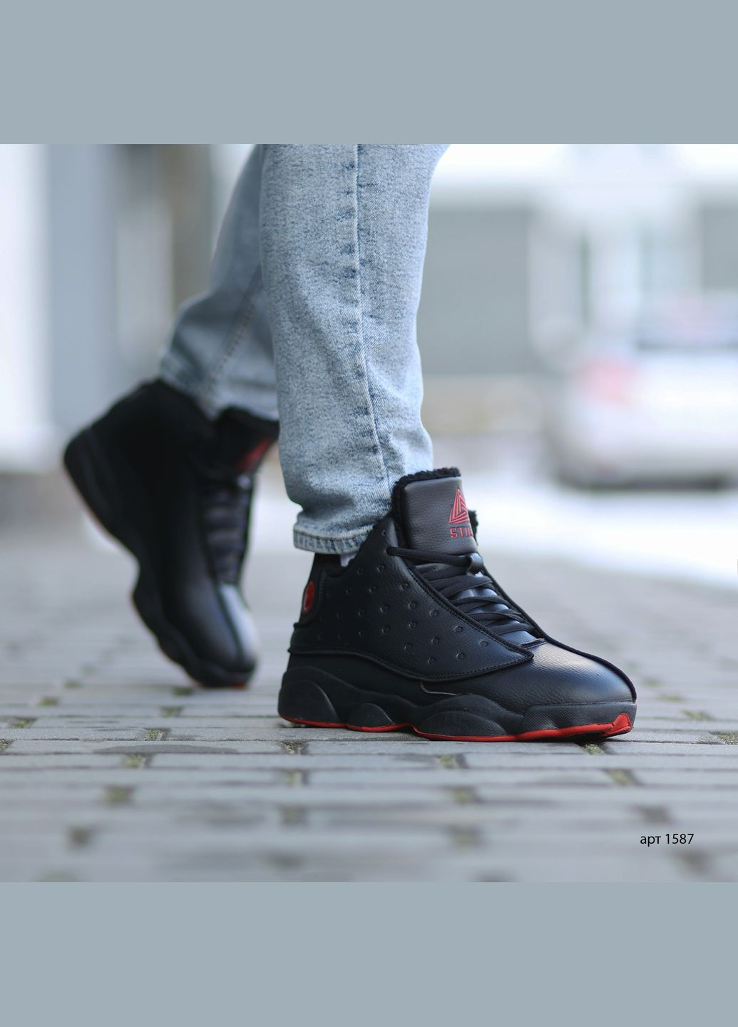 Черные зимние зимние кроссовки retro 13 black red Stilli Jordan