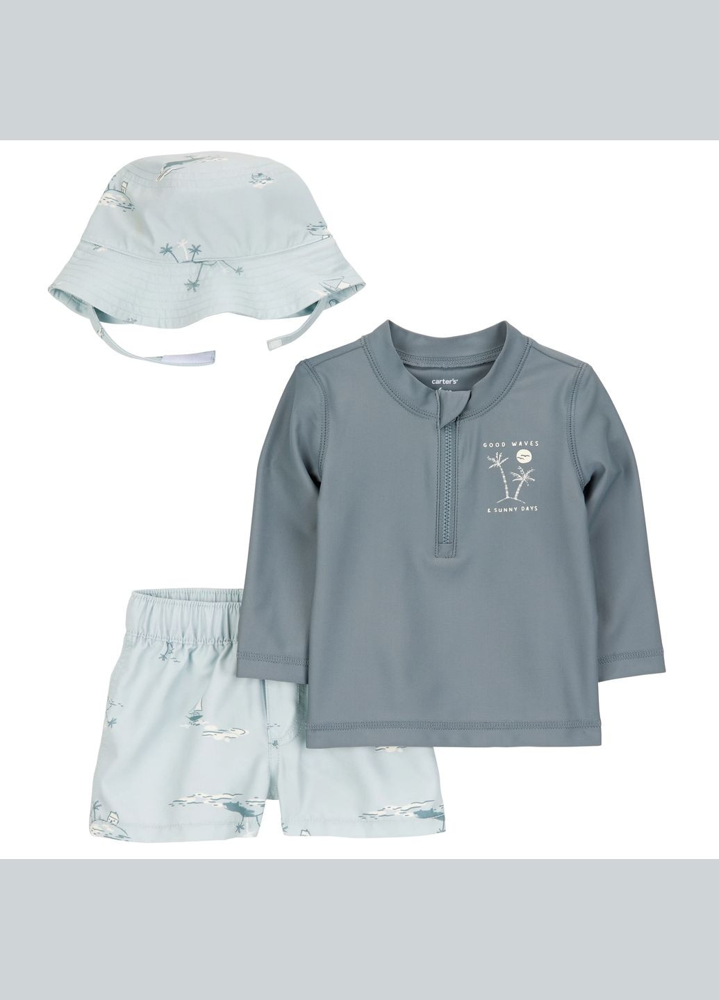 Голубой летний комплект для купания 3в1 для мальчика 72-76 см (1s467110_12m) Carter's
