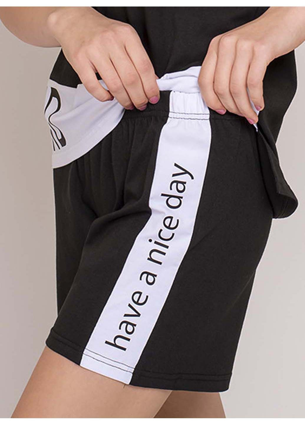 Черный демисезонный комплект футболка и шорты Vivioji