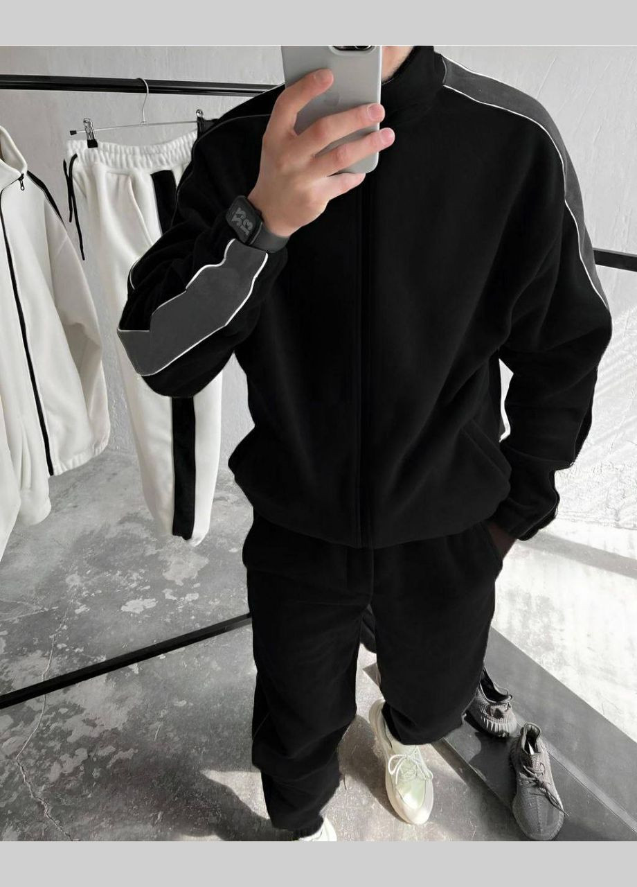 Черный демисезонный костюм мужской с кофтой и брюками. Adelante