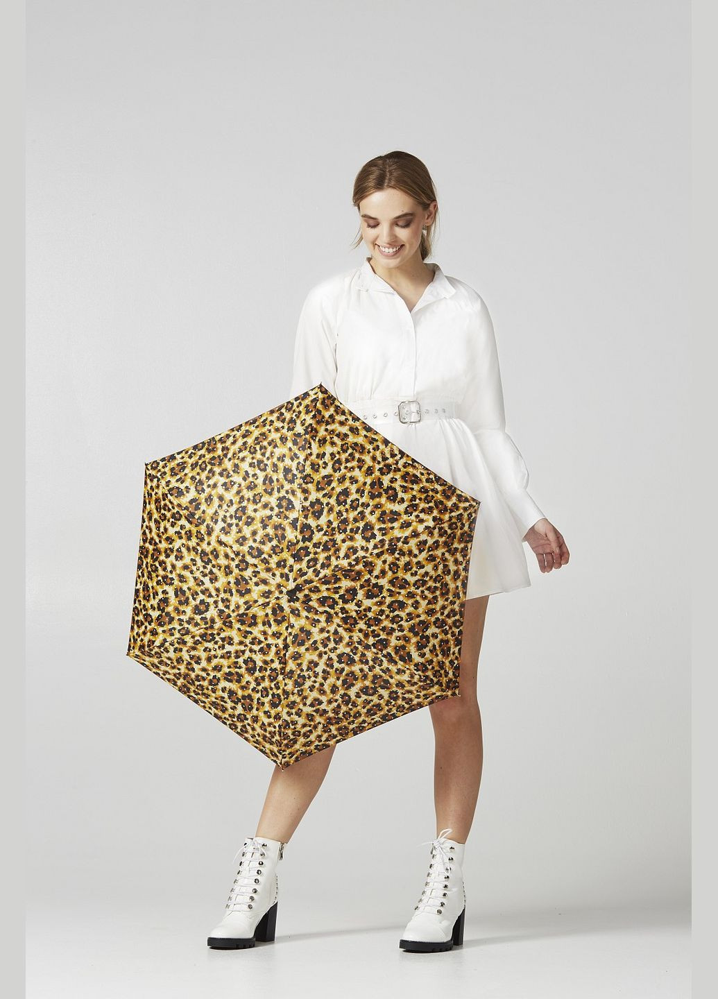 Комбинированный мини зонт женский l501 tiny2 bling leopard (леопард с блестками) Fulton (303831333)