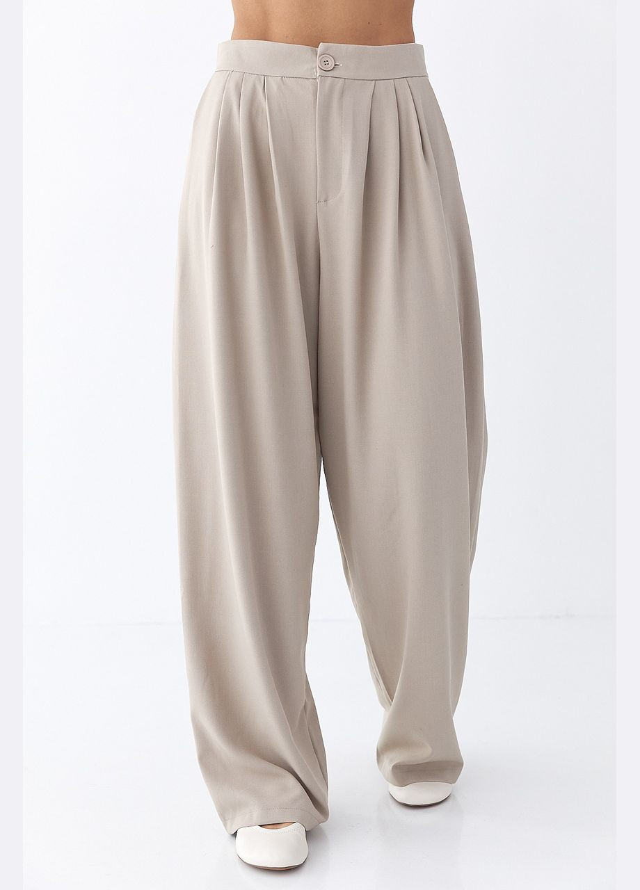 Классические широкие брюки со складками - бордо Lurex (324392818)