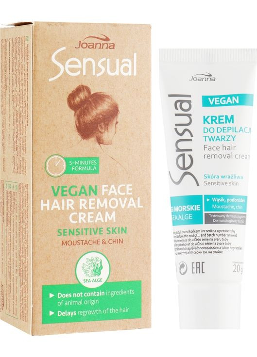 Крем для депиляции лица для чувствительной кожи Sensual Vegan Depilation Cream 20g (820380-36687) Joanna (365800035)