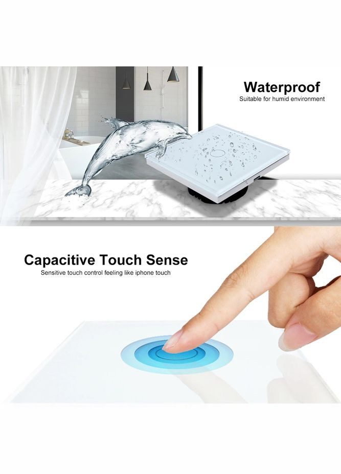 Сенсорний WI-Fi smart вимикач з підсвіткою Білий, подвійний AXUS (300577488)