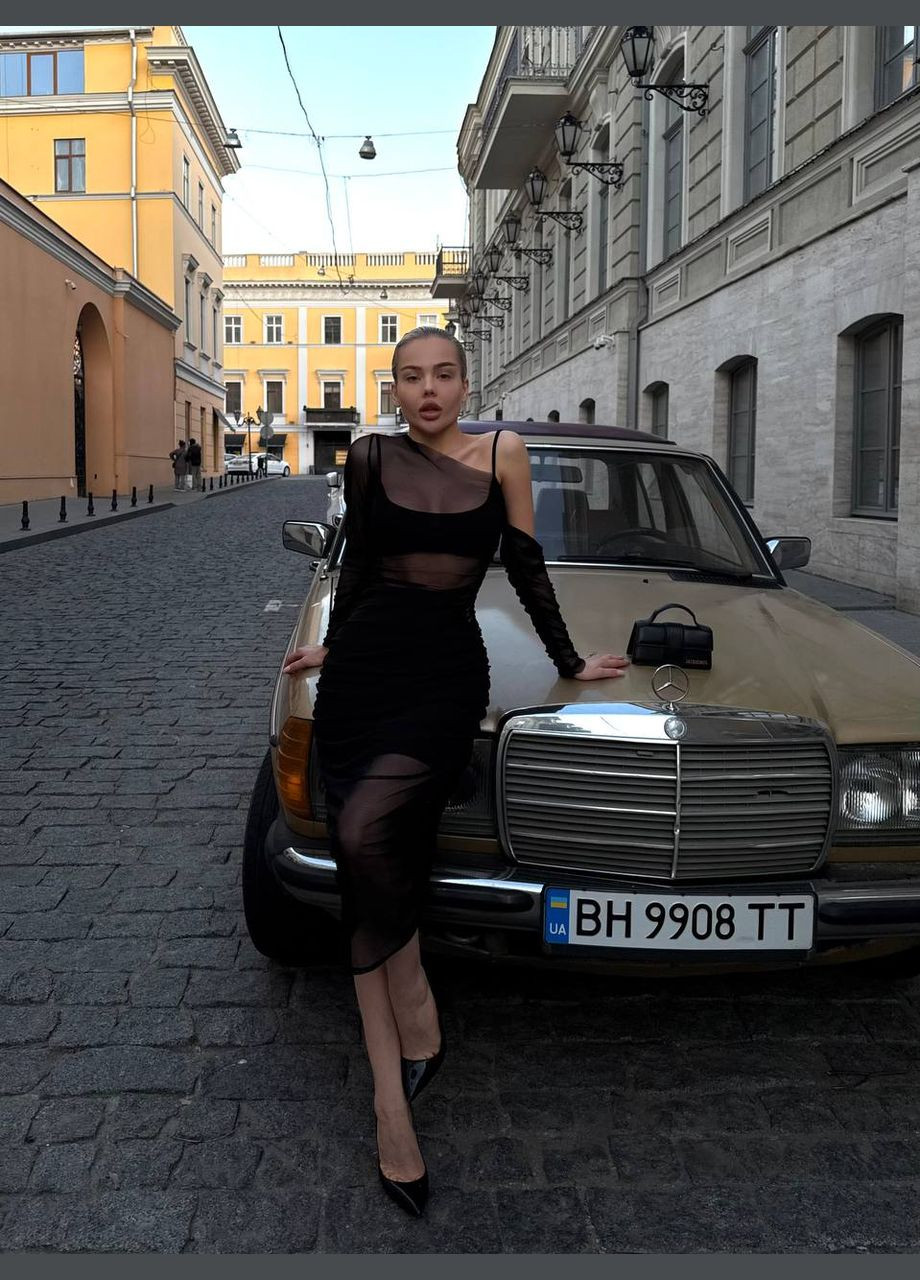 Чорна вечірня сукня трансформер топ, спідниця, сітка сукня-трансформер MonCher