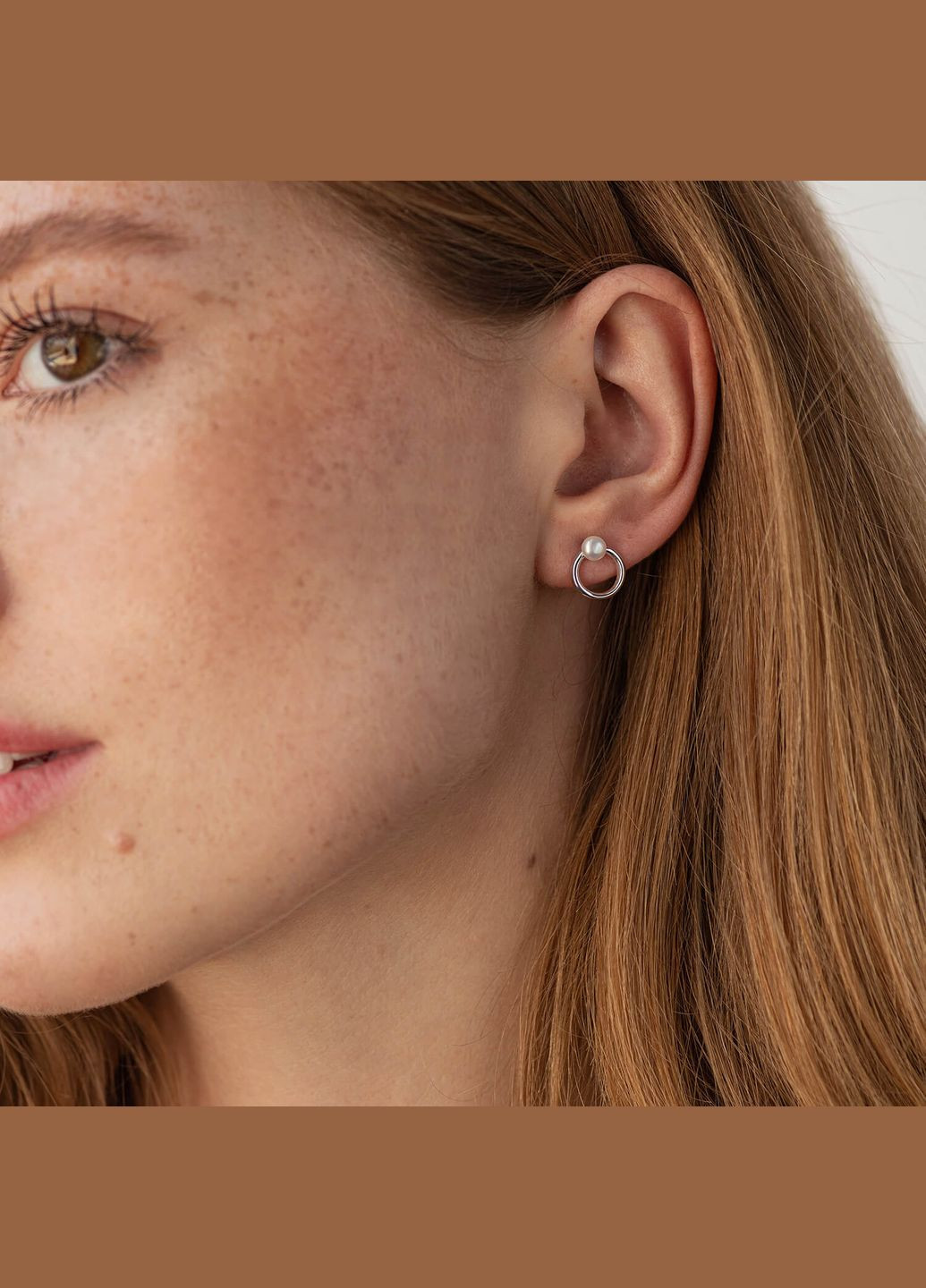 Сережки - пусети Кругообіг з перлами (біле золото) с08502 Oniks (264022740)