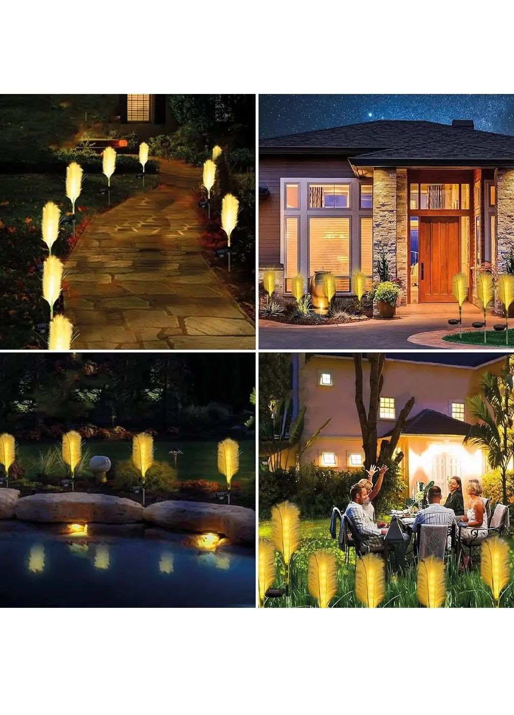 Садовий вуличний декоративний LED ліхтар світильник очерет на сонячній батареї з теплим білим світлом 70 см (480691-Prob) Unbranded (340711357)