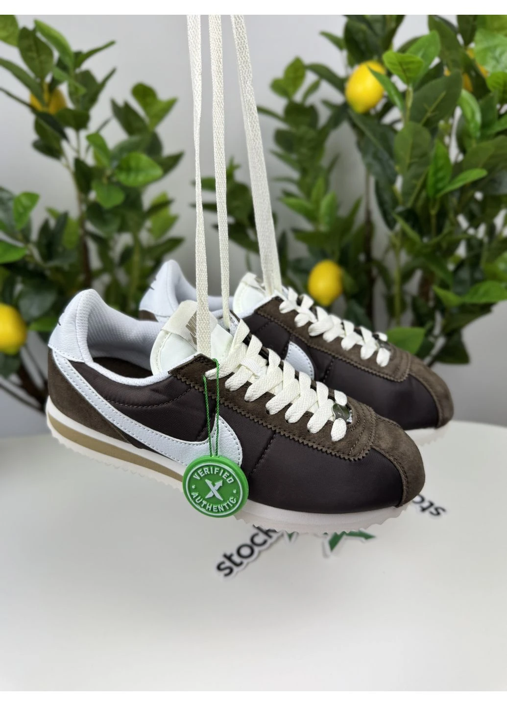 Белые демисезонные кроссовки мужские nike cortez brown white найк кортез белые No Brand