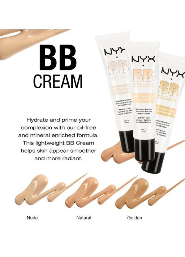 Тональна основа BB Cream (30 мл) NATURAL (BBCR02) NYX Professional Makeup (280266032)
